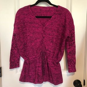 pink l sweater top w adjustable strings on waist